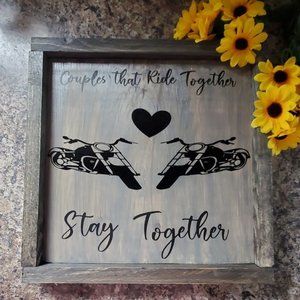 Hand Crafted | Couple Motorcycle Quote Sign Art